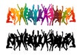 Illustration vector silhouettes party dance colorful group of jumping people dancing. Jazz funk, hip-hop, house dance. Dancer man Royalty Free Stock Photo